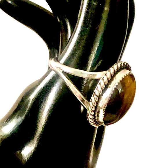 Native American Sterling Silver Ring w Tigers Eye and Woven Detail Sz 10-1/2 - Picture 17 of 17